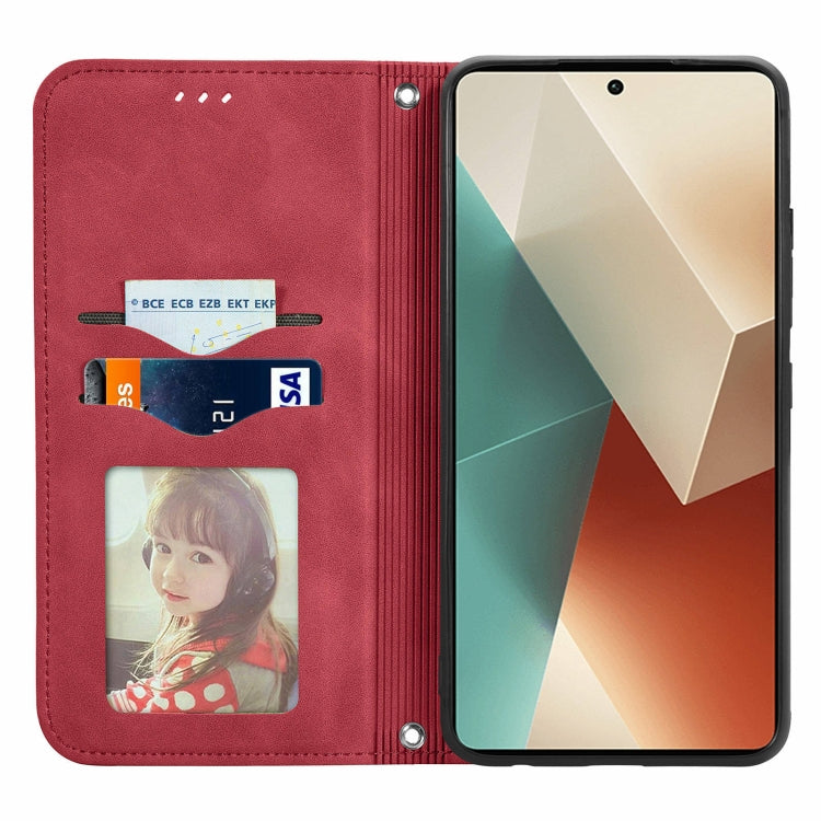 For Xiaomi Redmi Note 13 5G Retro Skin Feel Magnetic Flip Leather Phone Case