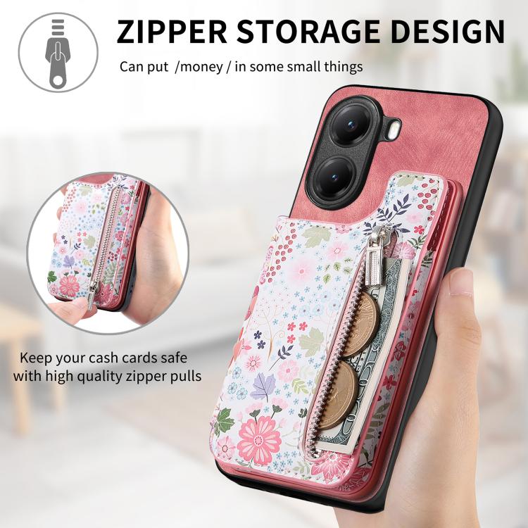 For Redmi Turbo 4 Retro Painted Zipper Wallet Back Phone Case