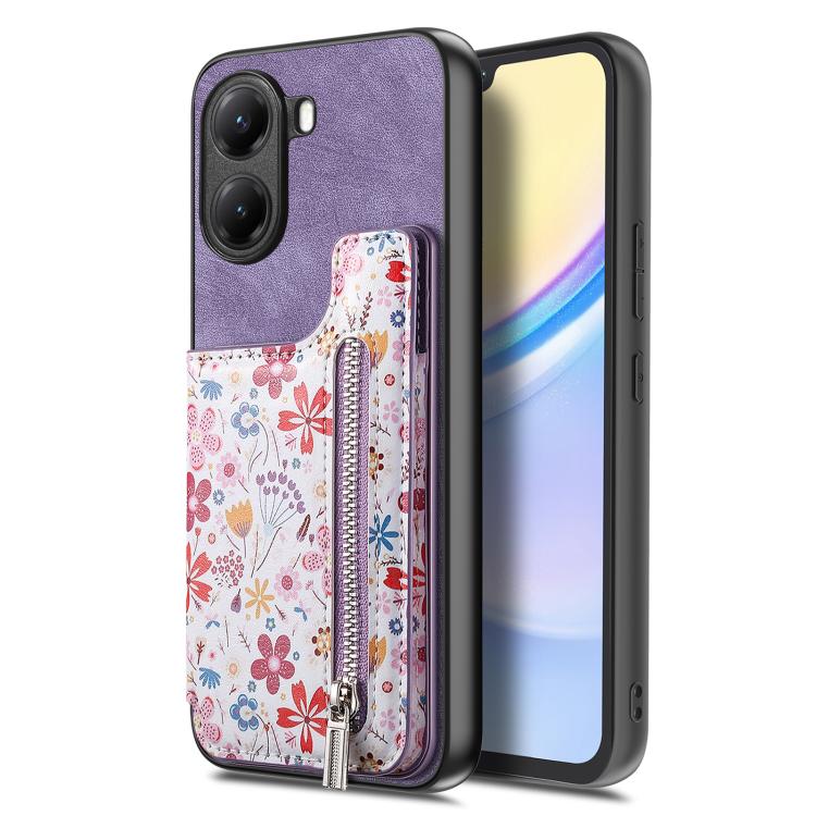 For Redmi Turbo 4 Retro Painted Zipper Wallet Back Phone Case