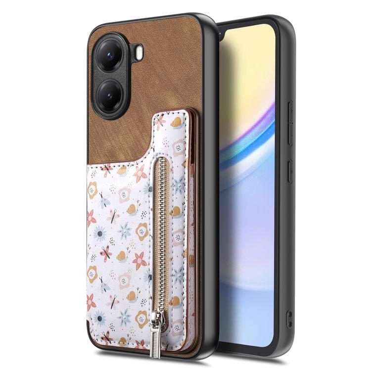 For Redmi Turbo 4 Retro Painted Zipper Wallet Back Phone Case