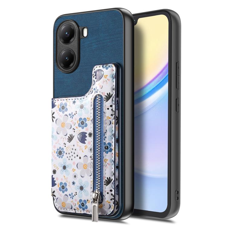 For Redmi Turbo 4 Retro Painted Zipper Wallet Back Phone Case
