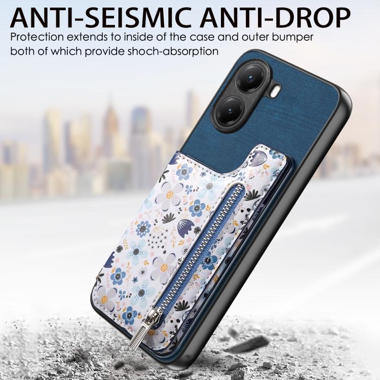 For Redmi Turbo 4 Retro Painted Zipper Wallet Back Phone Case