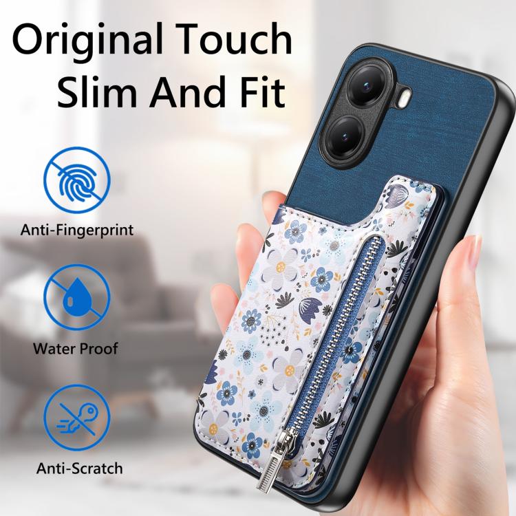 For Redmi Turbo 4 Retro Painted Zipper Wallet Back Phone Case