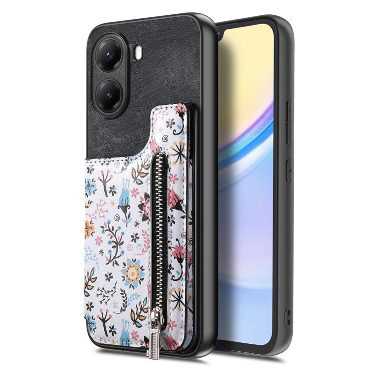 For Redmi Turbo 4 Retro Painted Zipper Wallet Back Phone Case