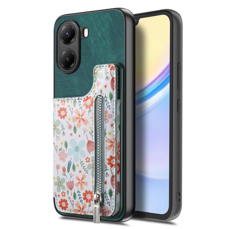 For Redmi Turbo 4 Retro Painted Zipper Wallet Back Phone Case