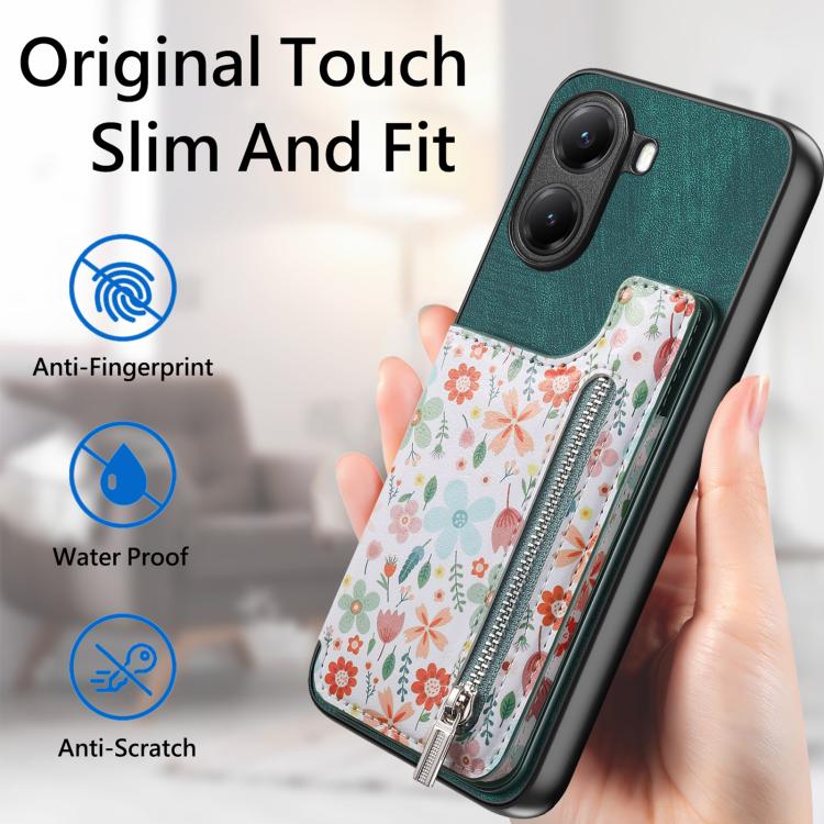 For Redmi Turbo 4 Retro Painted Zipper Wallet Back Phone Case