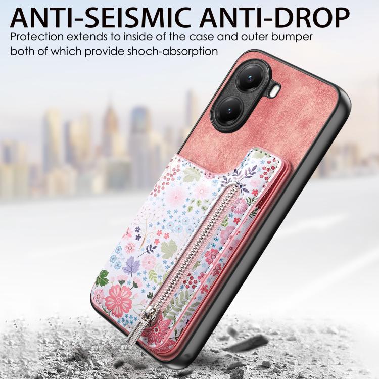 For Xiaomi Poco X7 Pro Retro Painted Zipper Wallet Back Phone Case