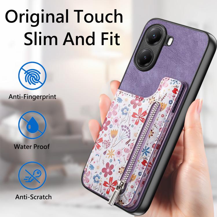 For Xiaomi Poco X7 Pro Retro Painted Zipper Wallet Back Phone Case