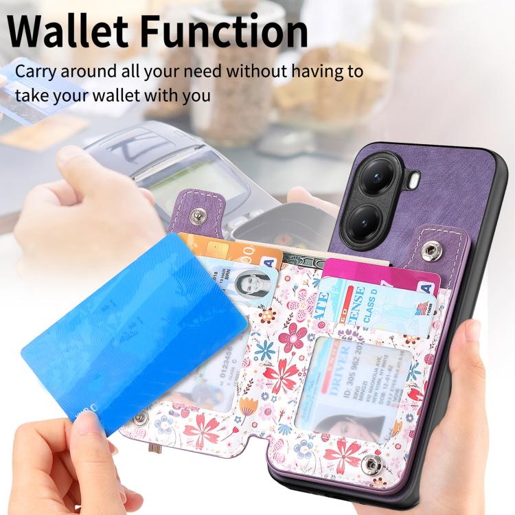 For Xiaomi Poco X7 Pro Retro Painted Zipper Wallet Back Phone Case