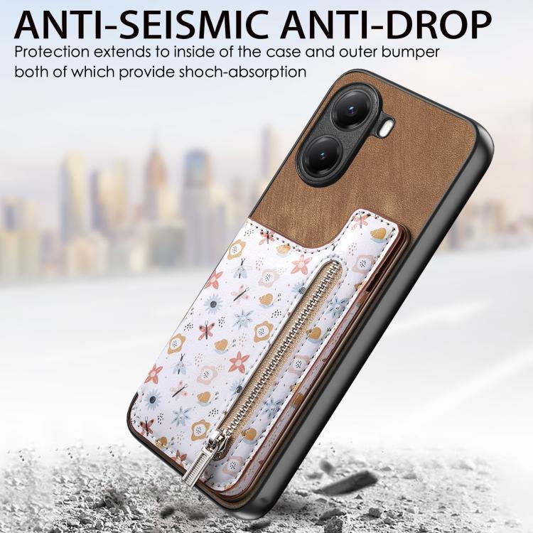 For Xiaomi Poco X7 Pro Retro Painted Zipper Wallet Back Phone Case