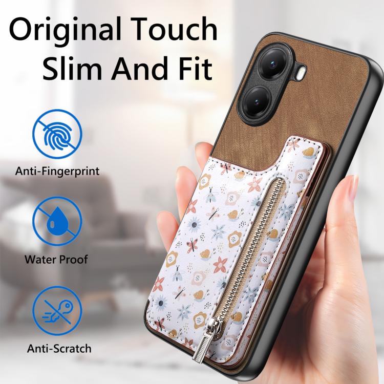 For Xiaomi Poco X7 Pro Retro Painted Zipper Wallet Back Phone Case