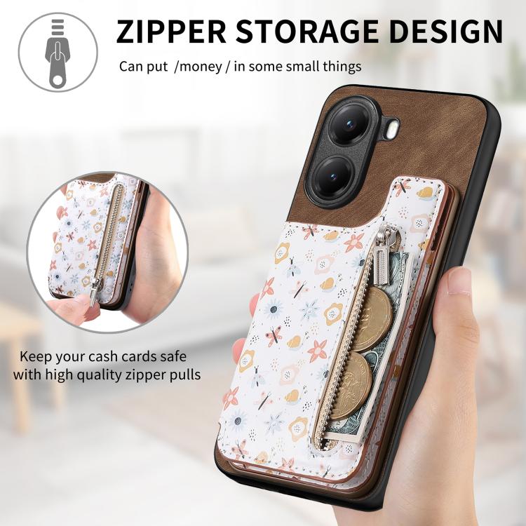 For Xiaomi Poco X7 Pro Retro Painted Zipper Wallet Back Phone Case