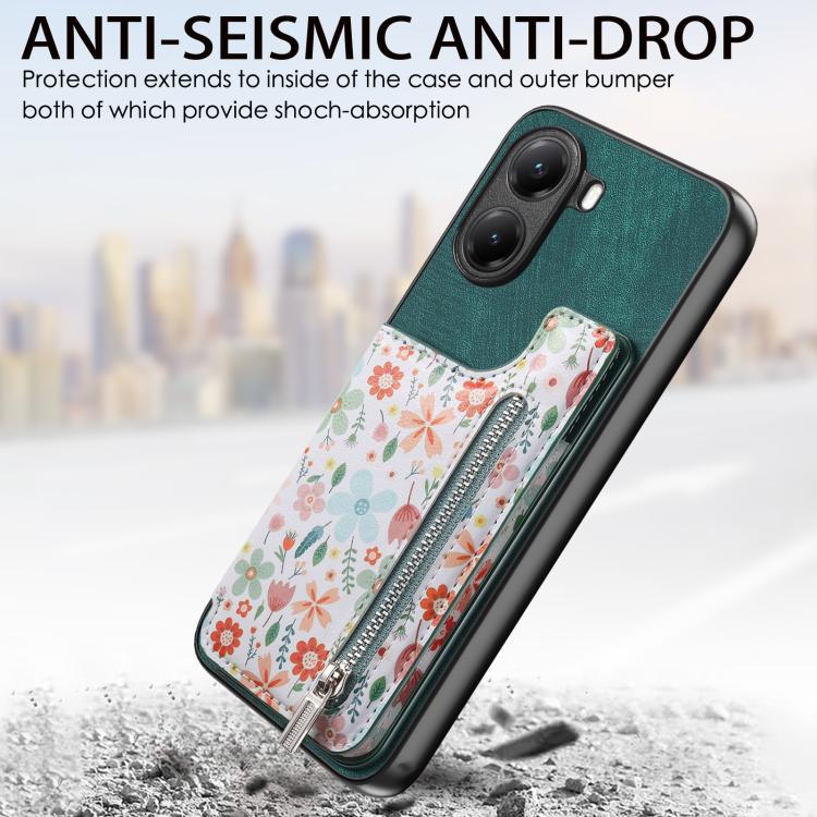 For Xiaomi Poco X7 Pro Retro Painted Zipper Wallet Back Phone Case