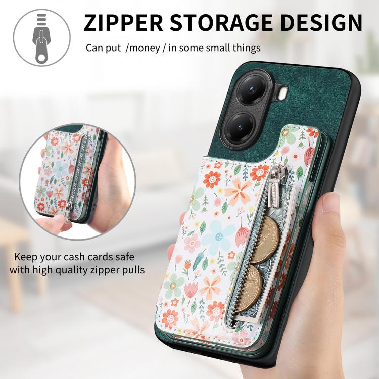 For Xiaomi Poco X7 Pro Retro Painted Zipper Wallet Back Phone Case