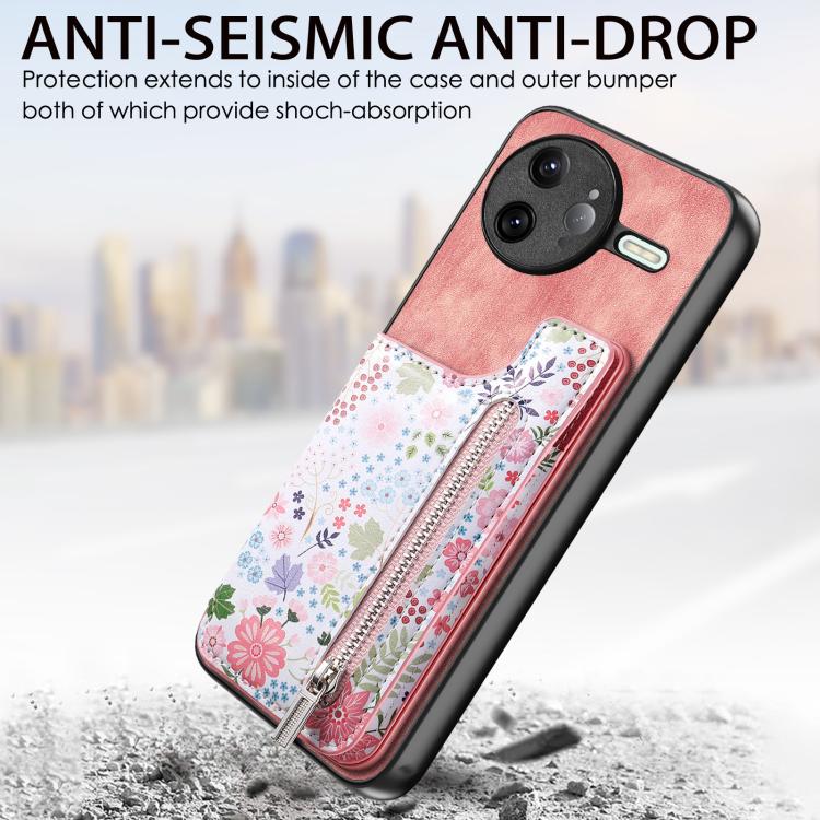 For Redmi K80 / Poco F7 Pro Retro Painted Zipper Wallet Back Phone Case
