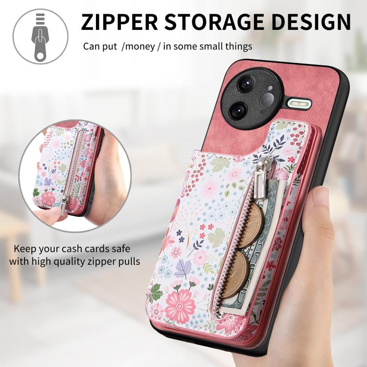 For Redmi K80 / Poco F7 Pro Retro Painted Zipper Wallet Back Phone Case
