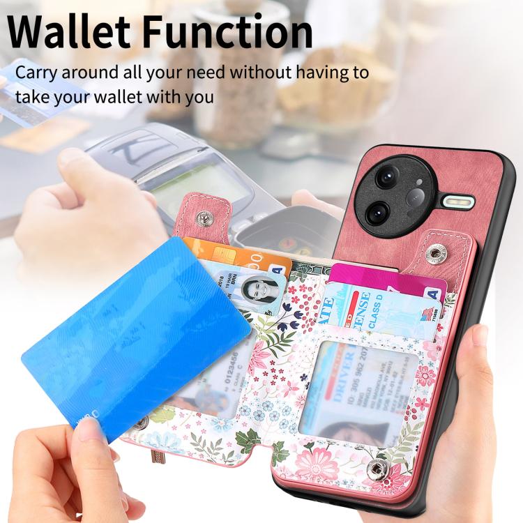 For Redmi K80 / Poco F7 Pro Retro Painted Zipper Wallet Back Phone Case
