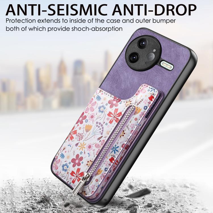 For Redmi K80 / Poco F7 Pro Retro Painted Zipper Wallet Back Phone Case