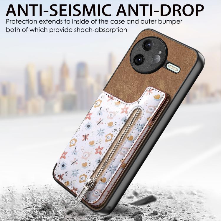 For Redmi K80 / Poco F7 Pro Retro Painted Zipper Wallet Back Phone Case