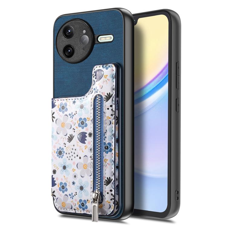 For Redmi K80 / Poco F7 Pro Retro Painted Zipper Wallet Back Phone Case