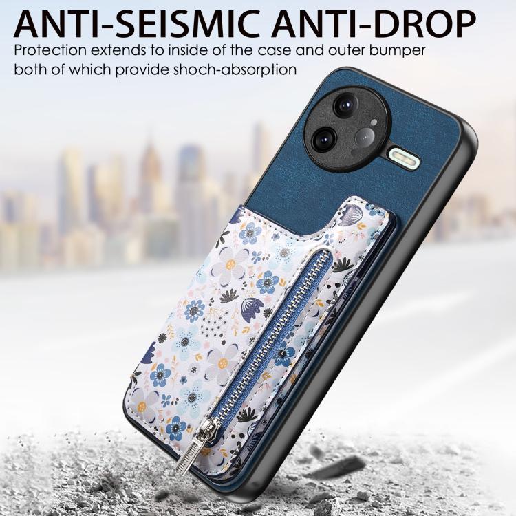 For Redmi K80 / Poco F7 Pro Retro Painted Zipper Wallet Back Phone Case