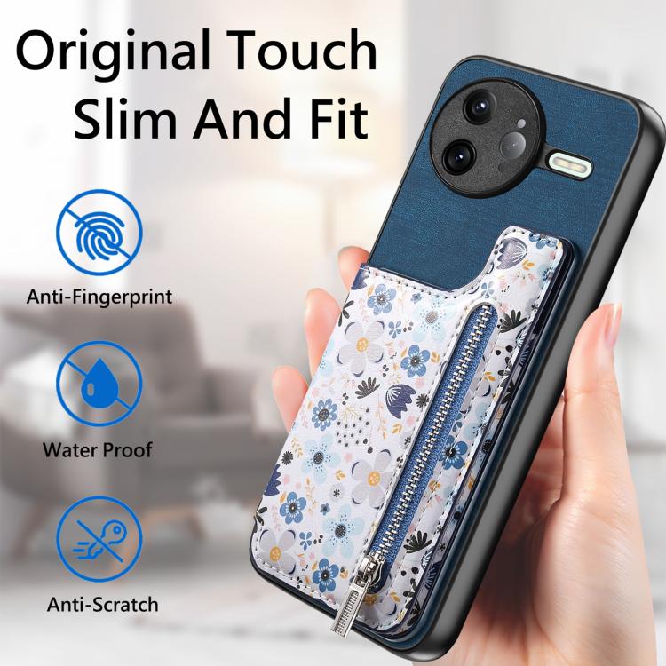 For Redmi K80 / Poco F7 Pro Retro Painted Zipper Wallet Back Phone Case