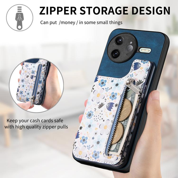 For Redmi K80 / Poco F7 Pro Retro Painted Zipper Wallet Back Phone Case