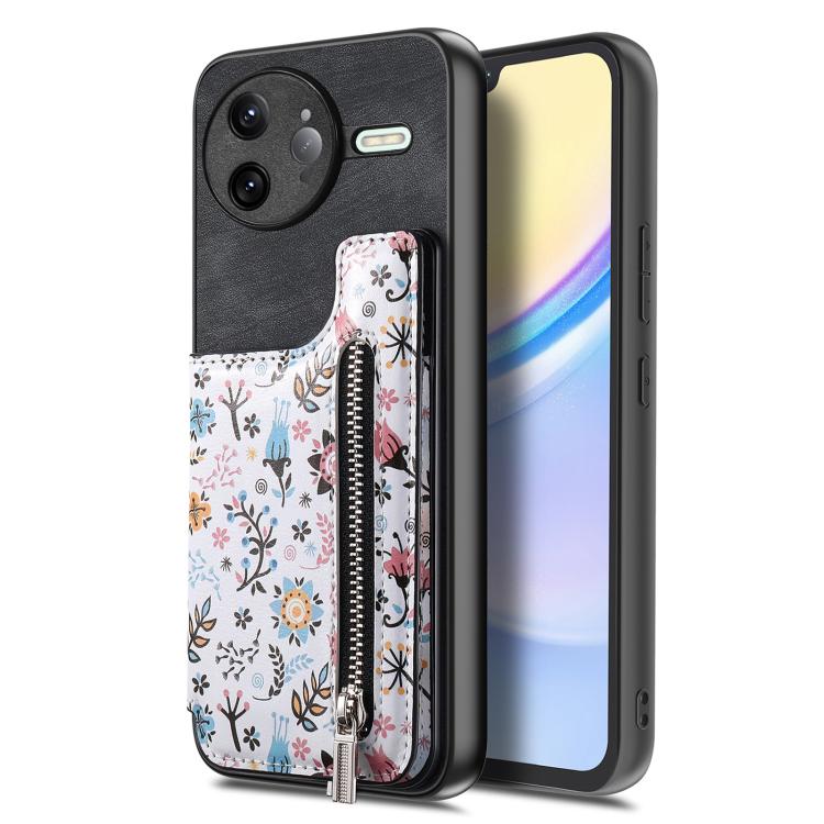 For Redmi K80 / Poco F7 Pro Retro Painted Zipper Wallet Back Phone Case