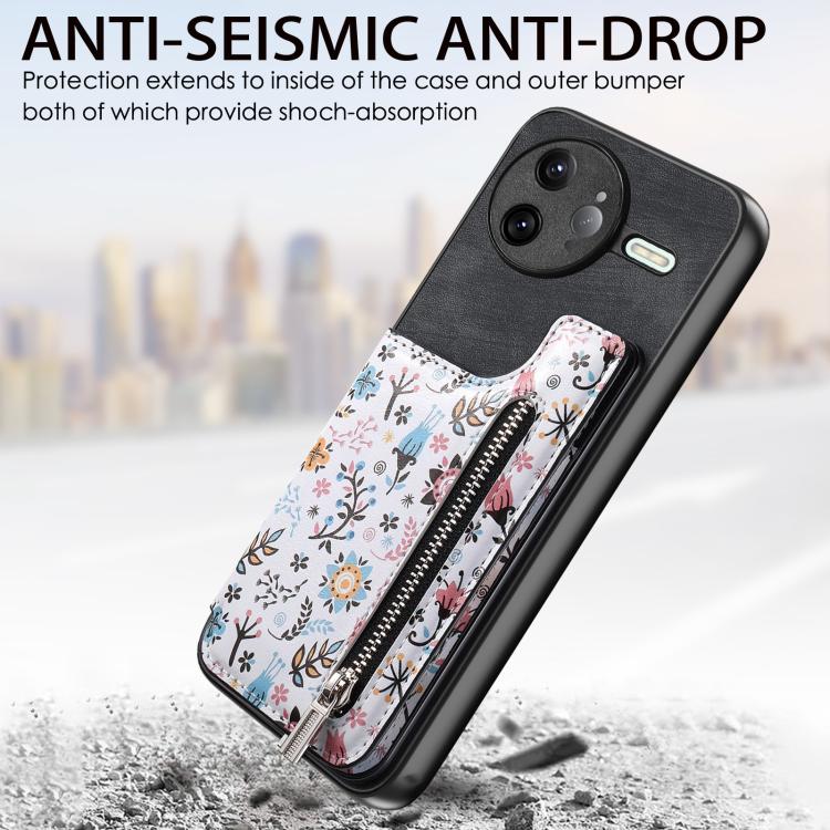 For Redmi K80 / Poco F7 Pro Retro Painted Zipper Wallet Back Phone Case
