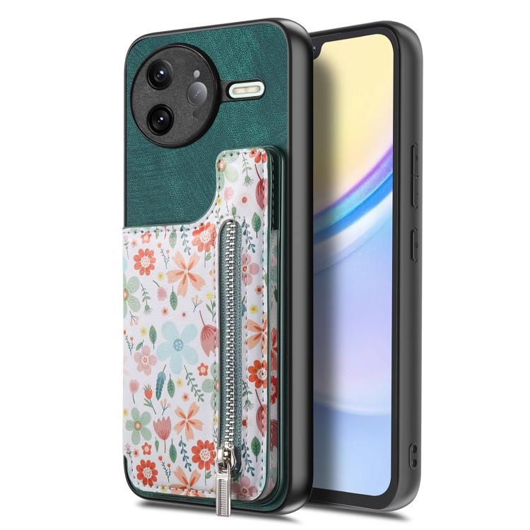 For Redmi K80 / Poco F7 Pro Retro Painted Zipper Wallet Back Phone Case