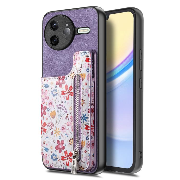For Redmi K80 Pro / Poco F7 Ultra Retro Painted Zipper Wallet Back Phone Case