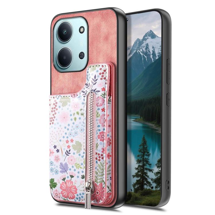For Redmi 15C 5G / 4G Global 171mm Retro Painted Zipper Wallet Back Phone Case