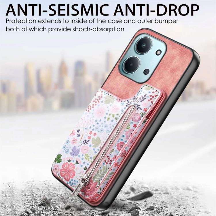 For Redmi 15C 5G / 4G Global 171mm Retro Painted Zipper Wallet Back Phone Case