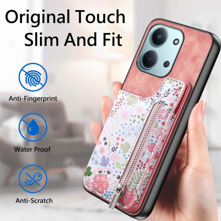 For Redmi 15C 5G / 4G Global 171mm Retro Painted Zipper Wallet Back Phone Case