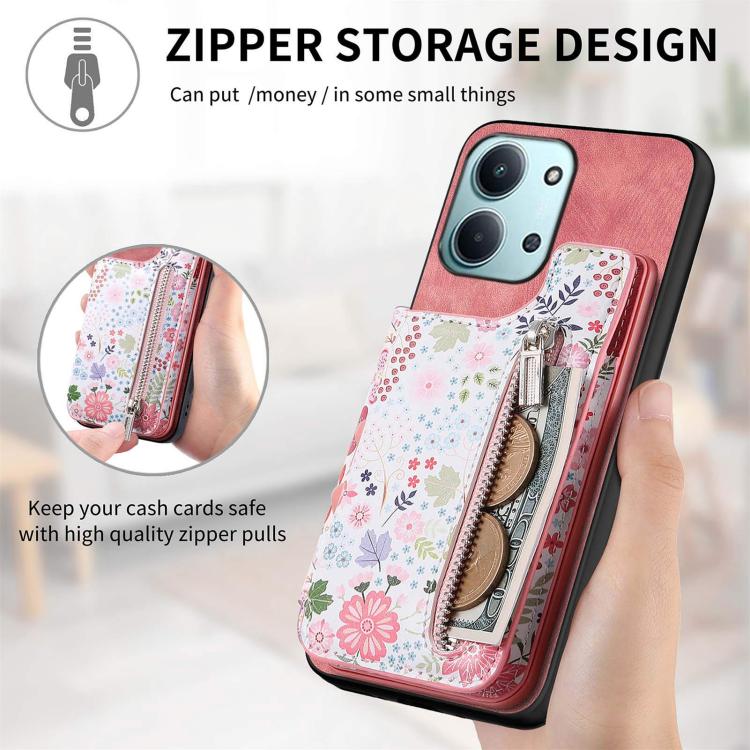 For Redmi 15C 5G / 4G Global 171mm Retro Painted Zipper Wallet Back Phone Case