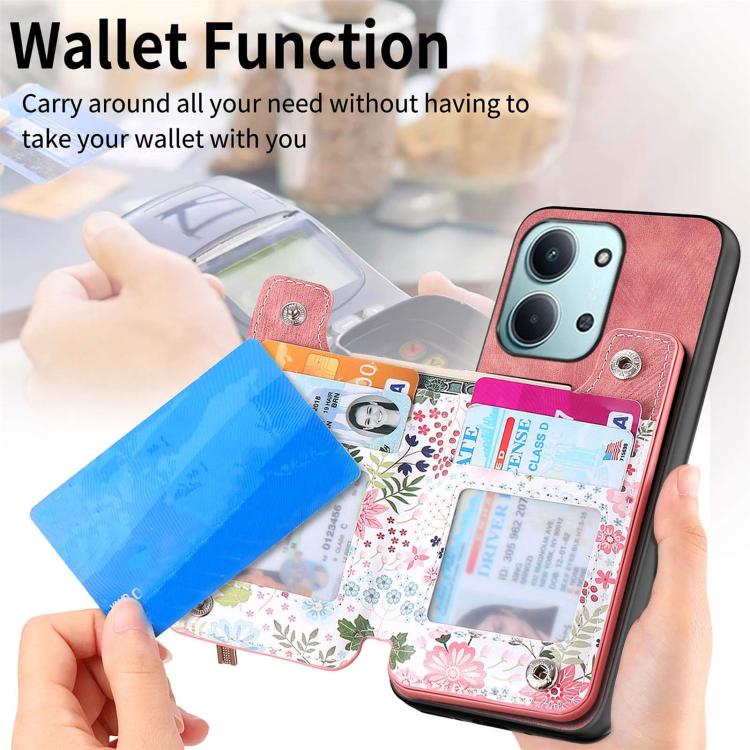For Redmi 15C 5G / 4G Global 171mm Retro Painted Zipper Wallet Back Phone Case