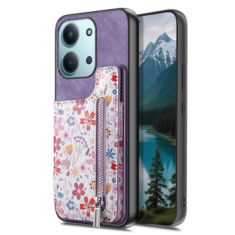 For Redmi 15C 5G / 4G Global 171mm Retro Painted Zipper Wallet Back Phone Case