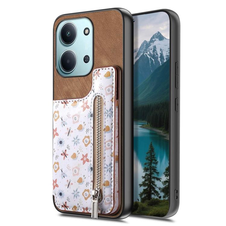 For Redmi 15C 5G / 4G Global 171mm Retro Painted Zipper Wallet Back Phone Case