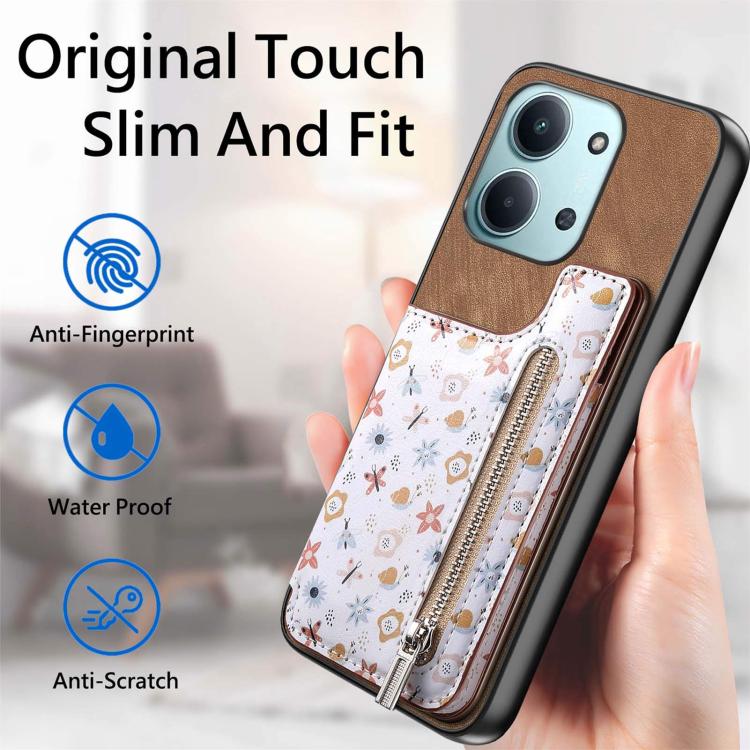 For Redmi 15C 5G / 4G Global 171mm Retro Painted Zipper Wallet Back Phone Case