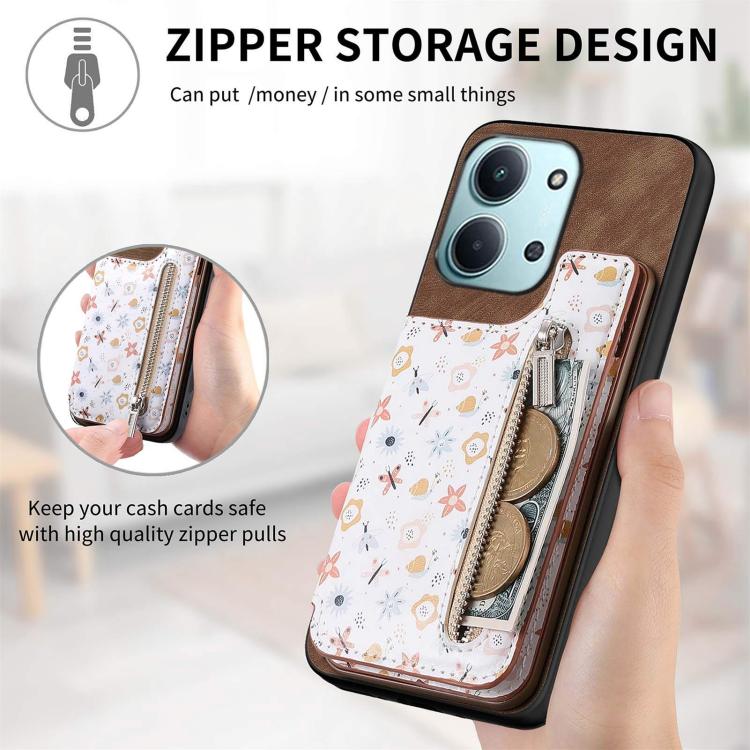 For Redmi 15C 5G / 4G Global 171mm Retro Painted Zipper Wallet Back Phone Case