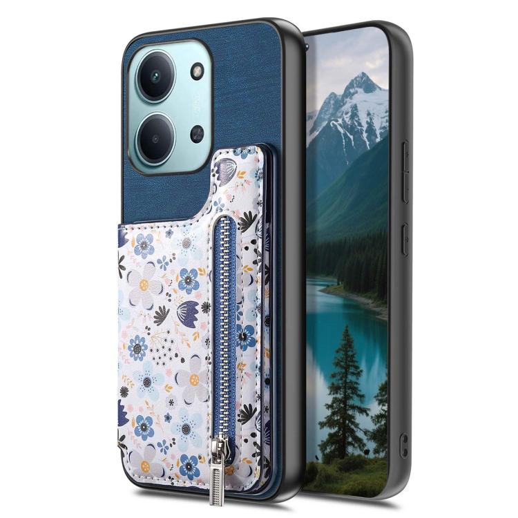 For Redmi 15C 5G / 4G Global 171mm Retro Painted Zipper Wallet Back Phone Case