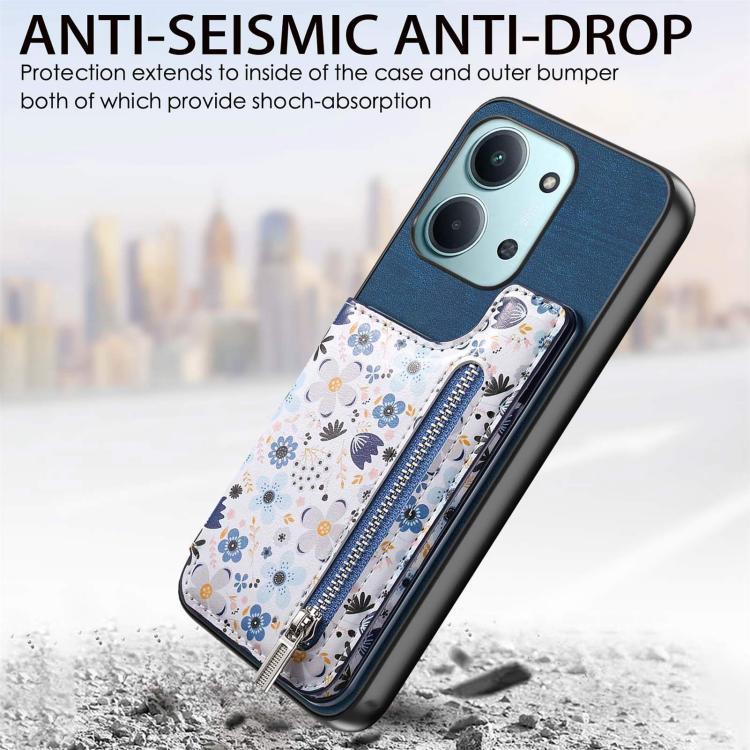 For Redmi 15C 5G / 4G Global 171mm Retro Painted Zipper Wallet Back Phone Case