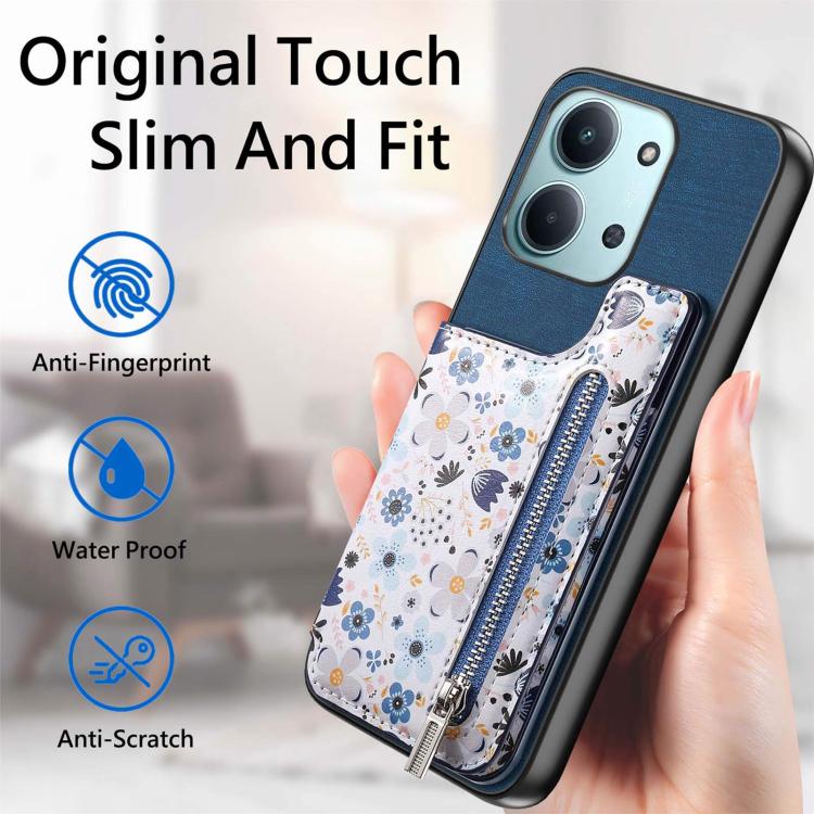 For Redmi 15C 5G / 4G Global 171mm Retro Painted Zipper Wallet Back Phone Case