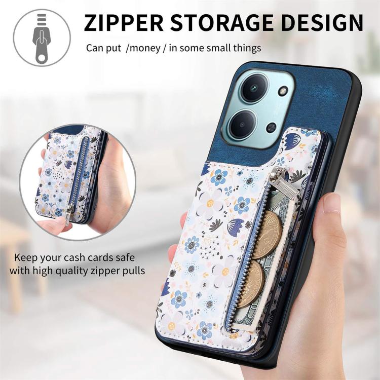 For Redmi 15C 5G / 4G Global 171mm Retro Painted Zipper Wallet Back Phone Case