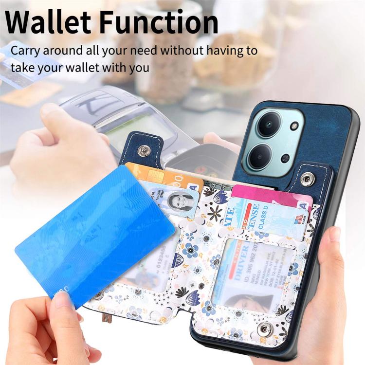 For Redmi 15C 5G / 4G Global 171mm Retro Painted Zipper Wallet Back Phone Case