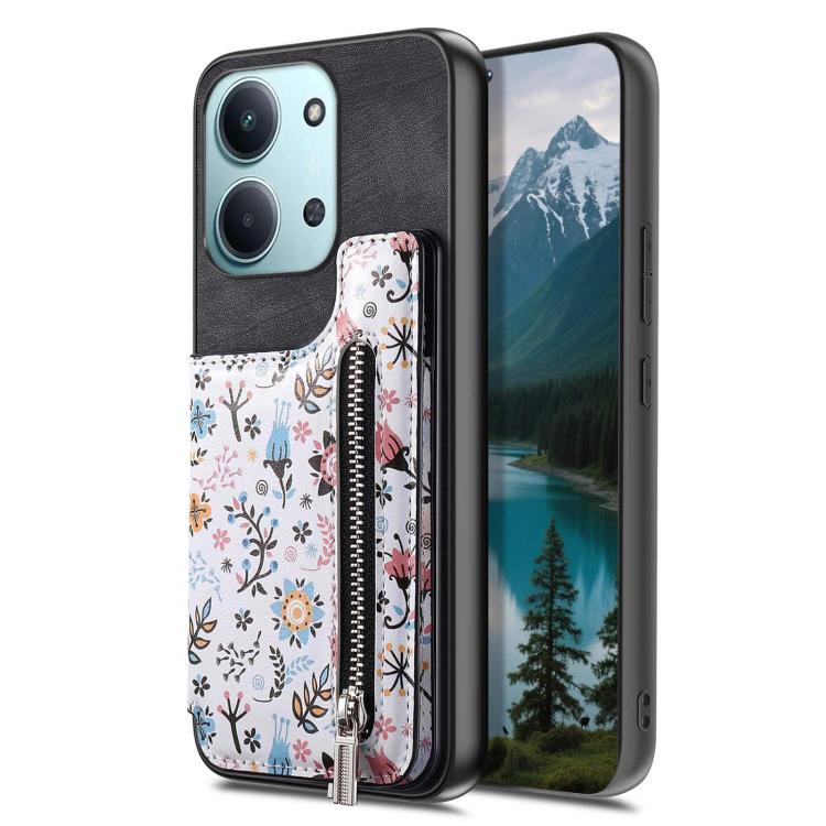 For Redmi 15C 5G / 4G Global 171mm Retro Painted Zipper Wallet Back Phone Case