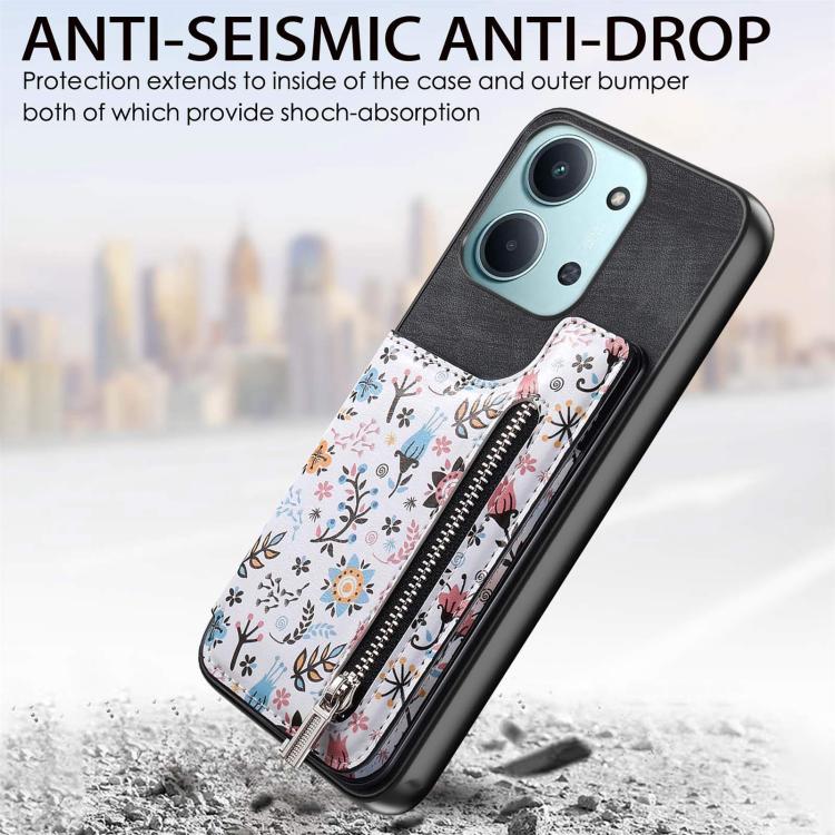 For Redmi 15C 5G / 4G Global 171mm Retro Painted Zipper Wallet Back Phone Case