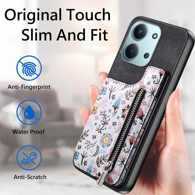 For Redmi 15C 5G / 4G Global 171mm Retro Painted Zipper Wallet Back Phone Case