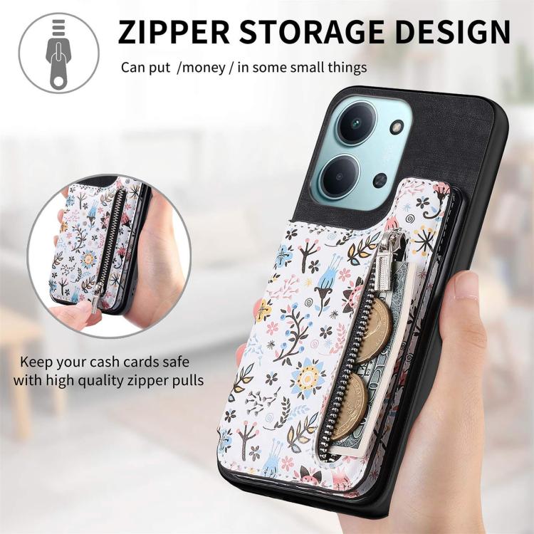 For Redmi 15C 5G / 4G Global 171mm Retro Painted Zipper Wallet Back Phone Case