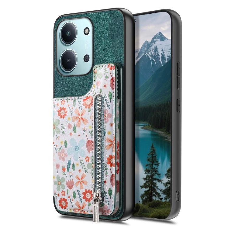 For Redmi 15C 5G / 4G Global 171mm Retro Painted Zipper Wallet Back Phone Case